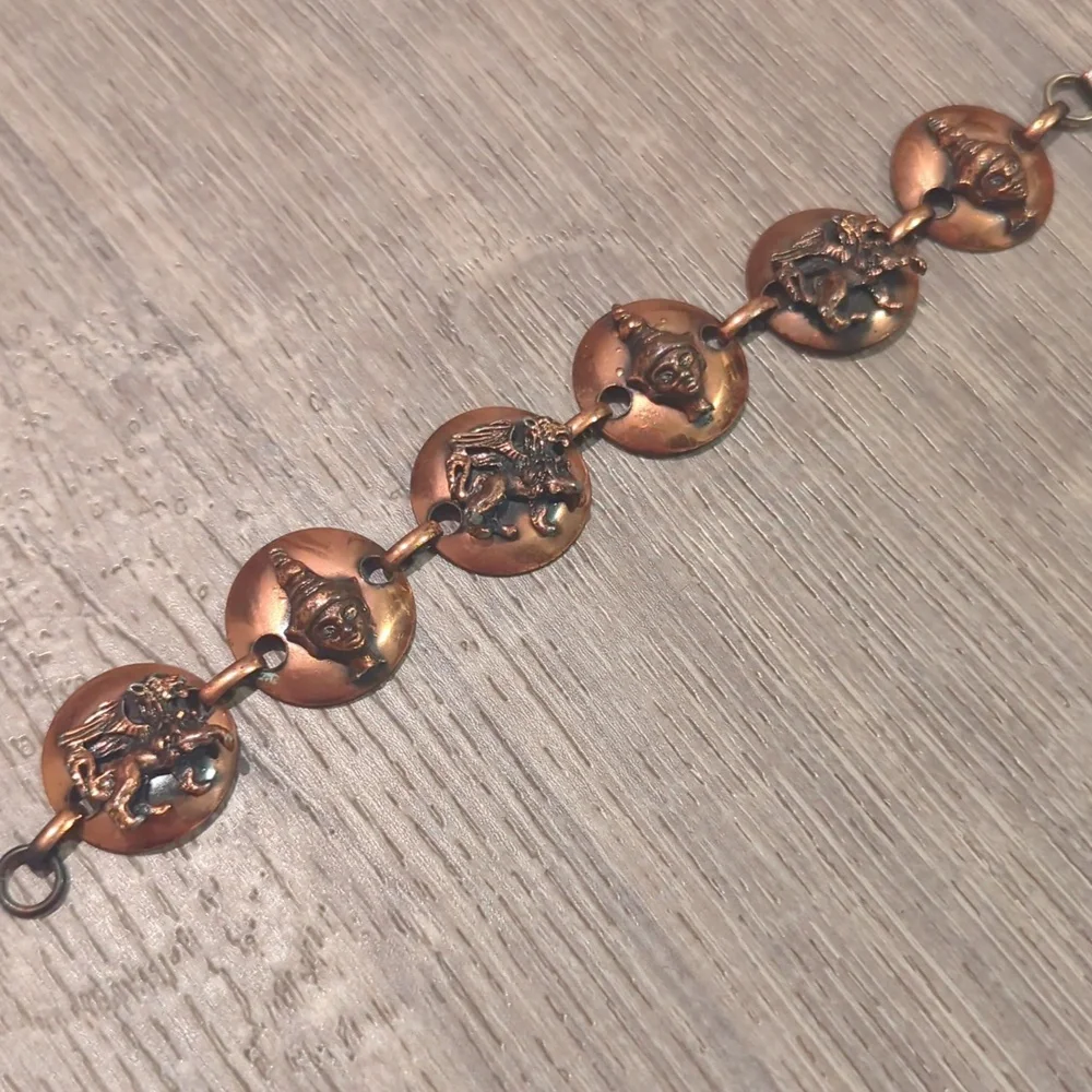 Vintage Copper Siam Griffin Link Bracelet 7